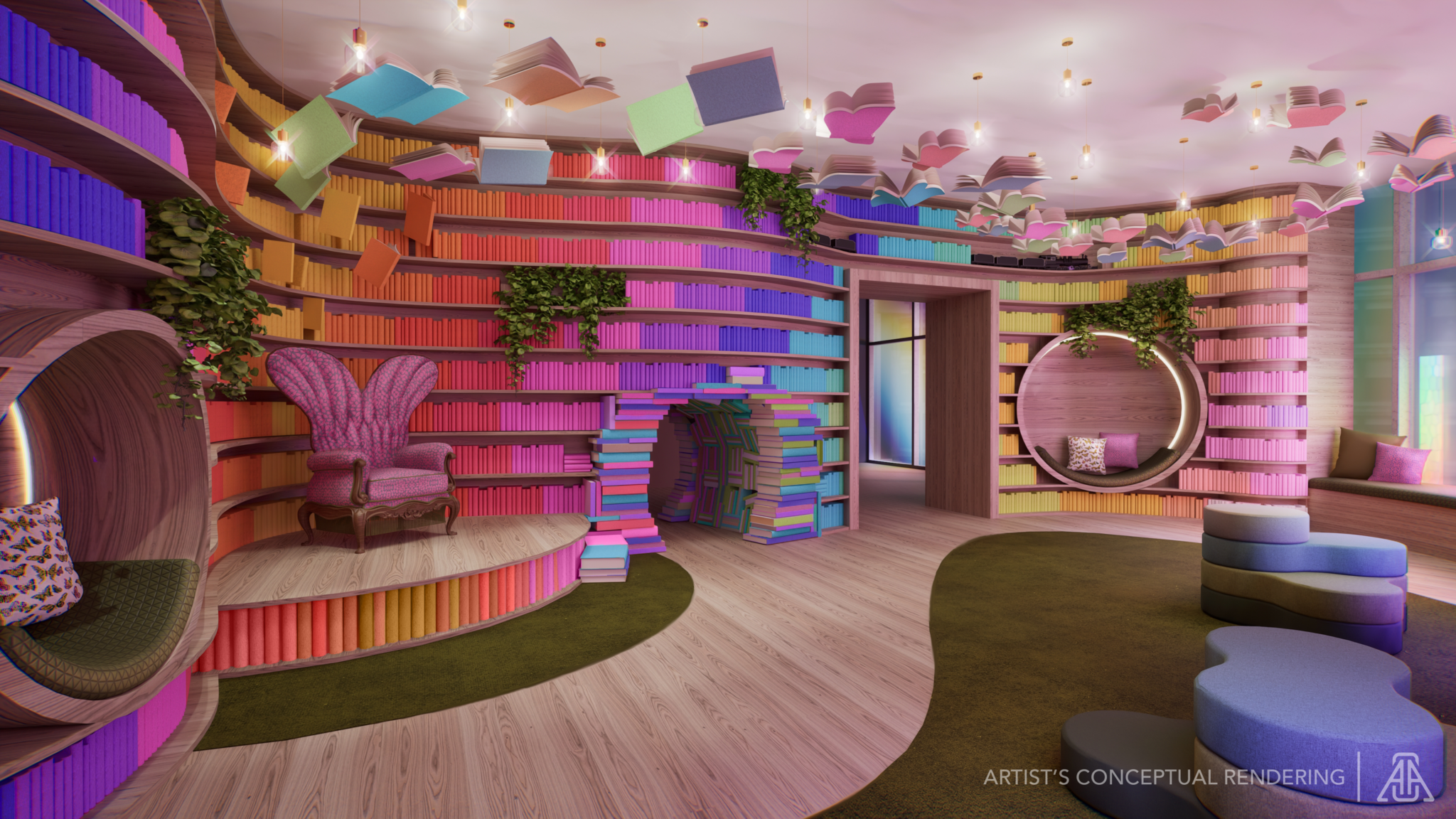 Rendering of Imagination Library exhibit, courtesy of Dolly's Life of Many Colors Museum