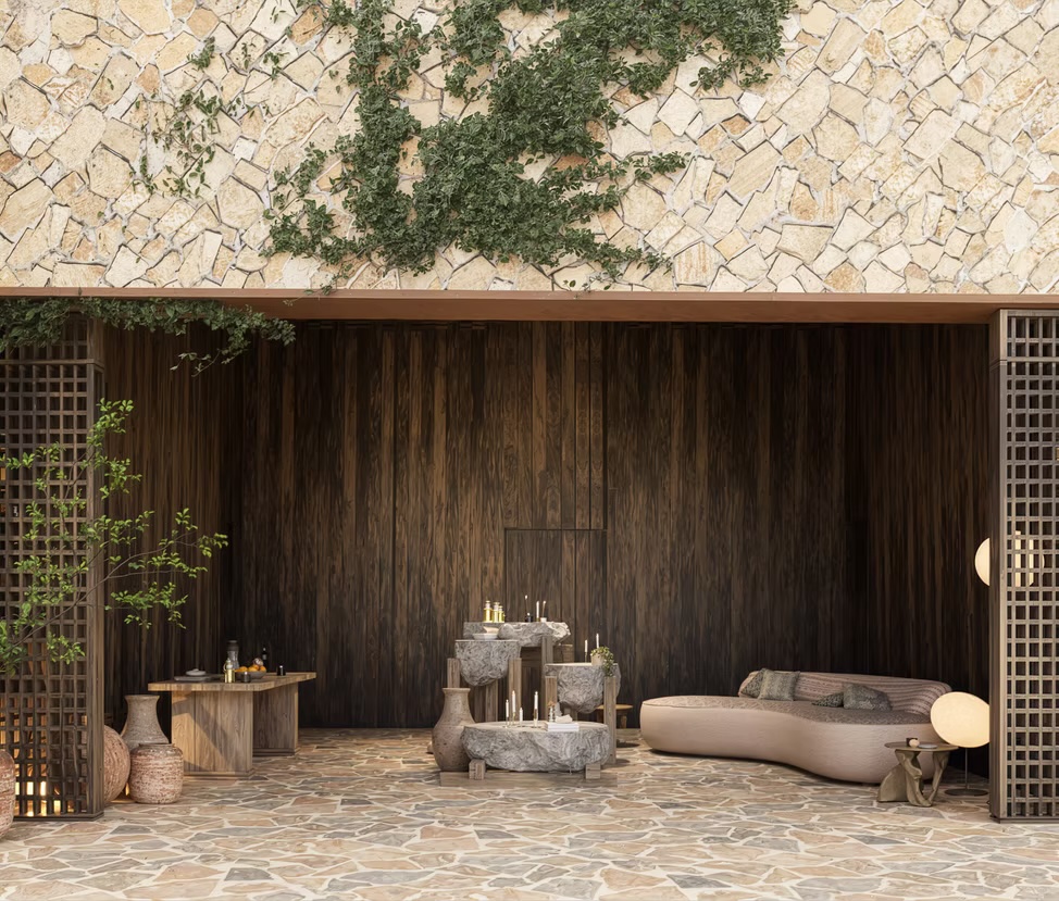 Image of the Spa Lounge, courtesy of Nômade Temple Ibiza