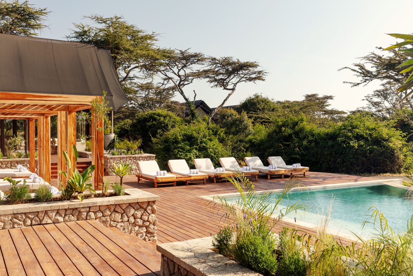 image of the pool, courtesy of JW Marriott Mount Kenya Rhino Reserve Safari Camp