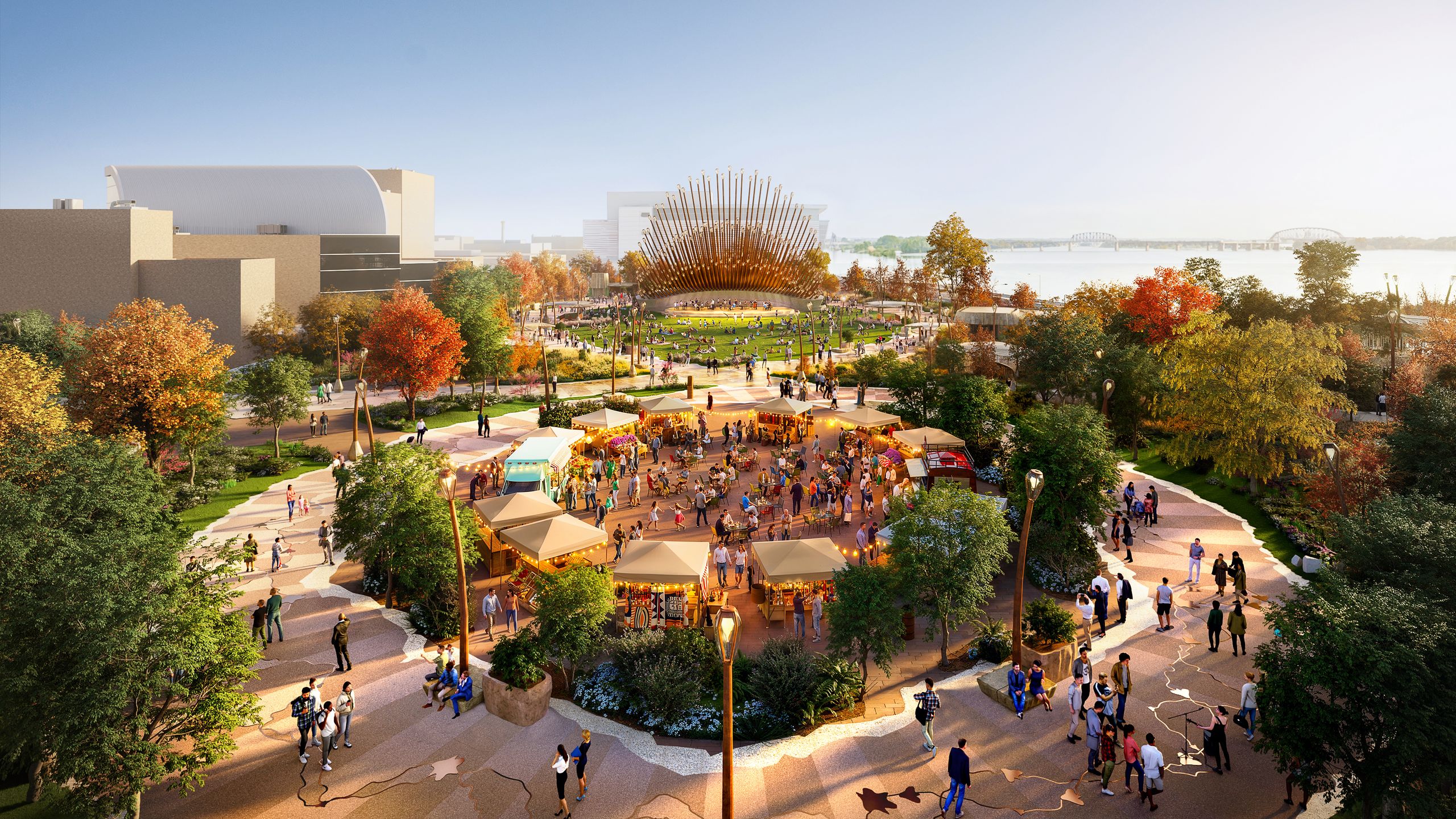 Heatherwick Studio unveils the Belvedere, a park rising over Louisville's Ohio River waterfront