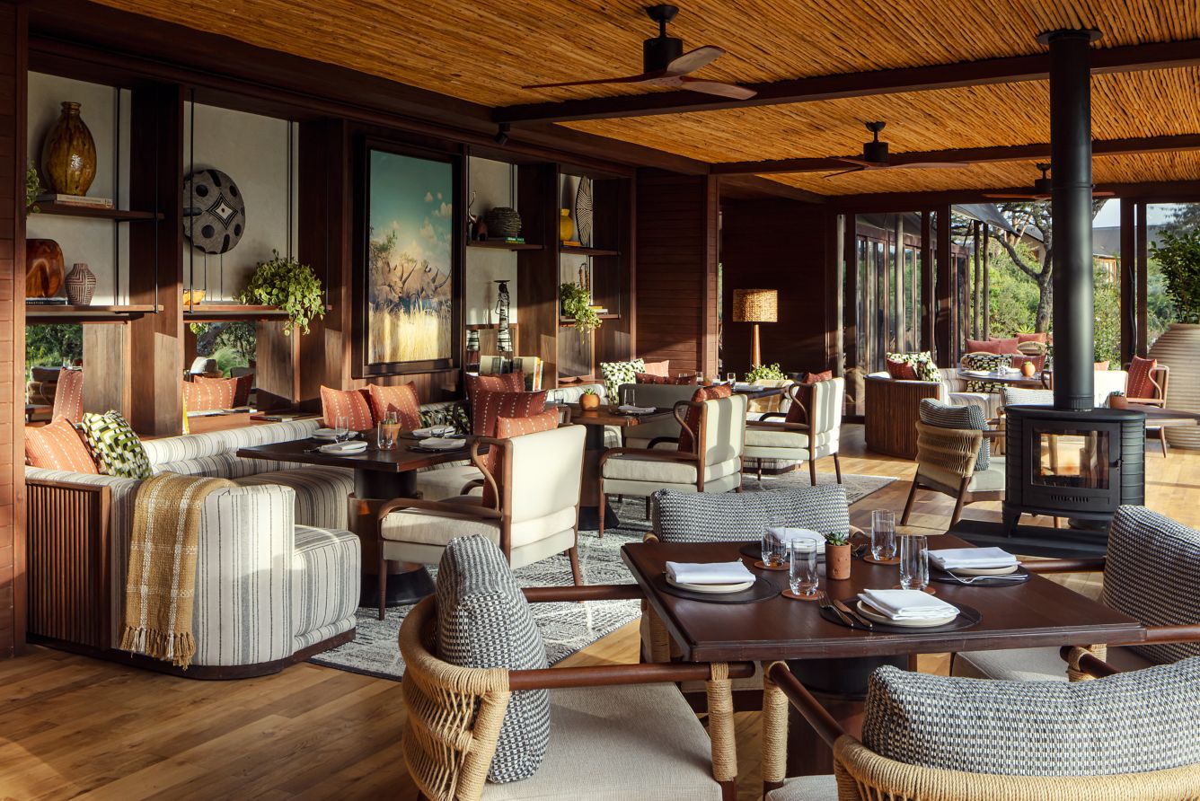 image of the dining venue Mavuno, courtesy of JW Marriott Mount Kenya Rhino Reserve Safari Camp