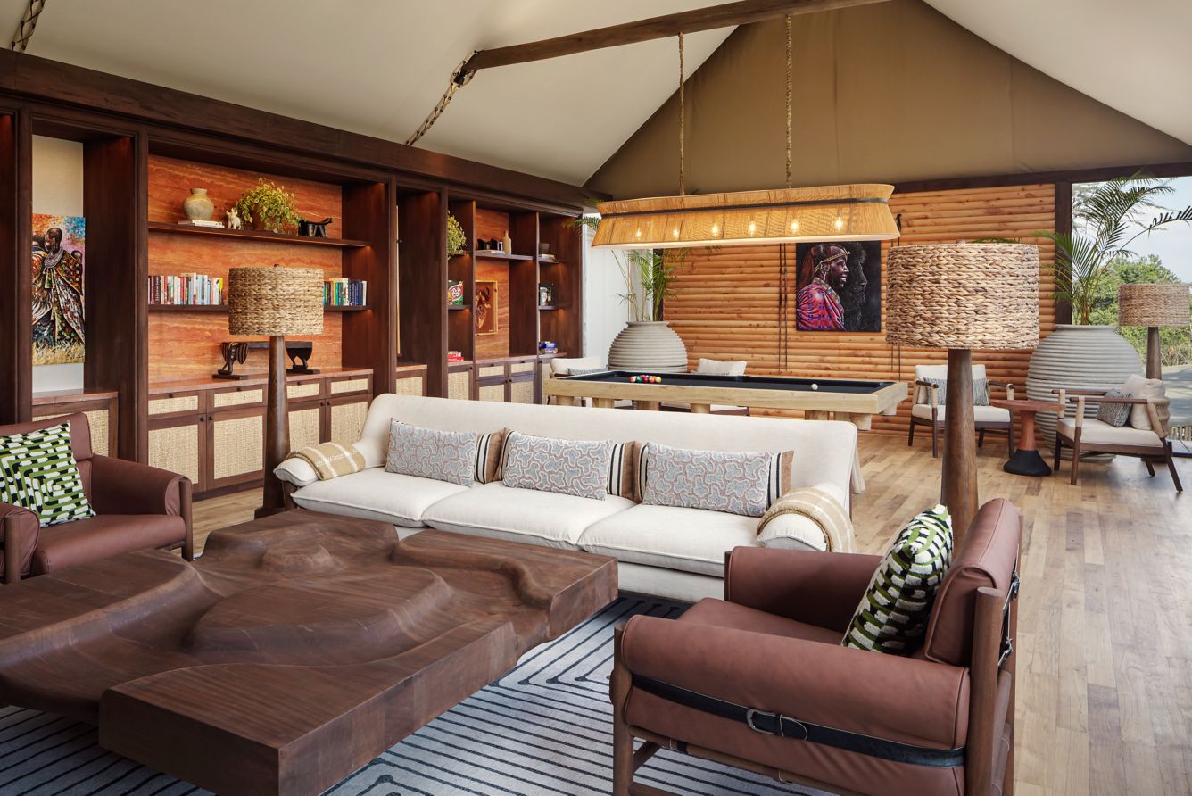 image of the library, courtesy of JW Marriott Mount Kenya Rhino Reserve Safari Camp