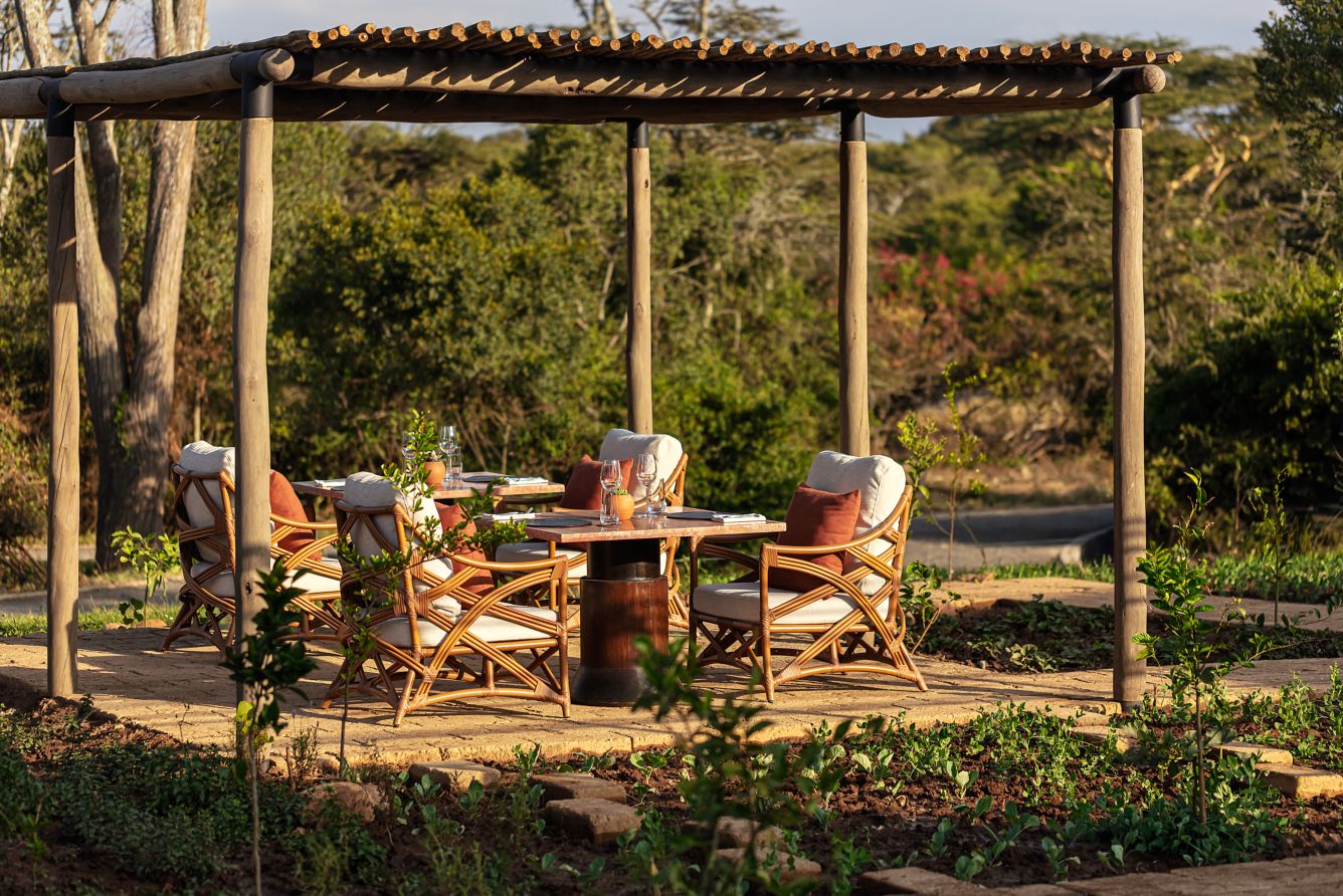 image of the garden table, courtesy of JW Marriott Mount Kenya Rhino Reserve Safari Camp