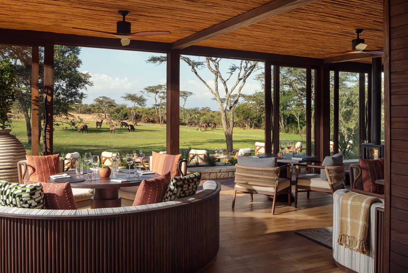 image of the dining venue Mavuno, courtesy of JW Marriott Mount Kenya Rhino Reserve Safari Camp