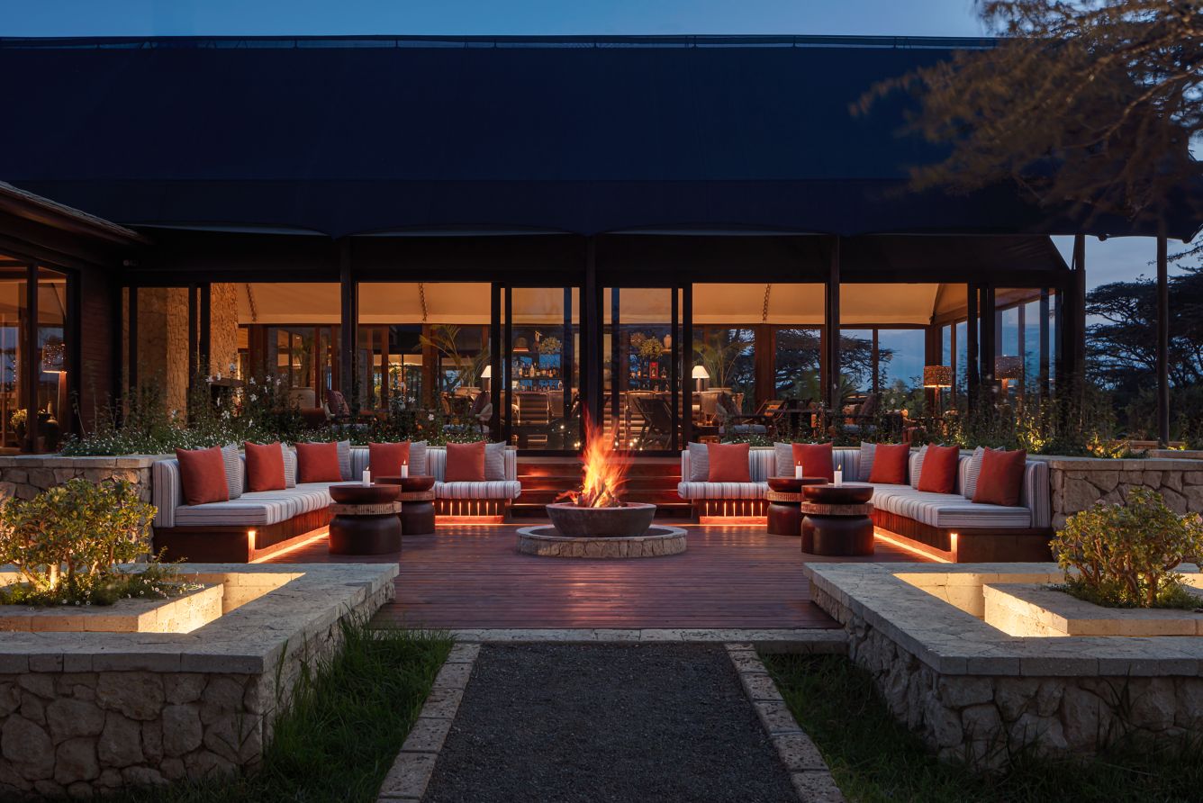 image of the exterior firepit, courtesy of JW Marriott Mount Kenya Rhino Reserve Safari Camp