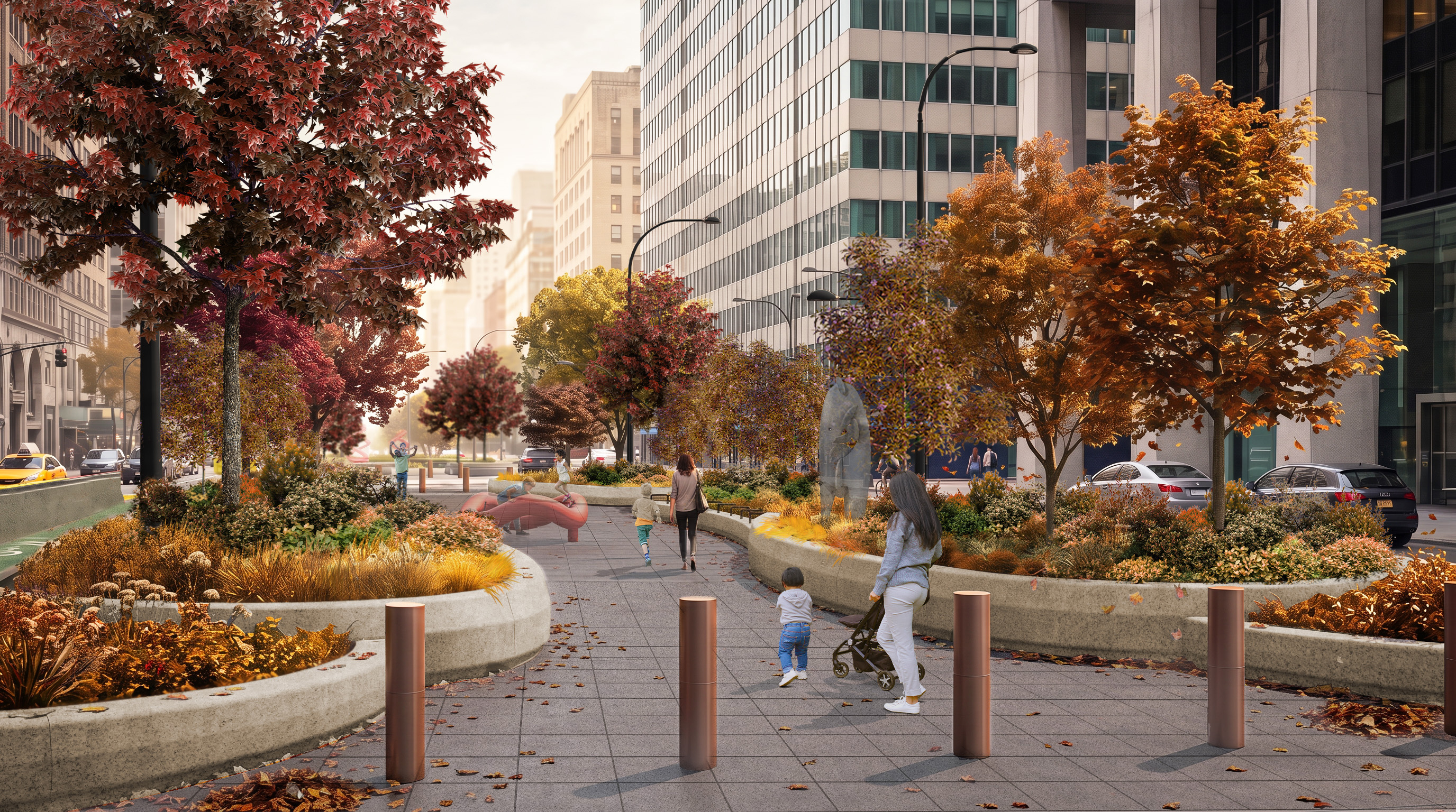 Rendering of the Park Avenue redesign, Starr Whitehouse Landscape Architects and Planners