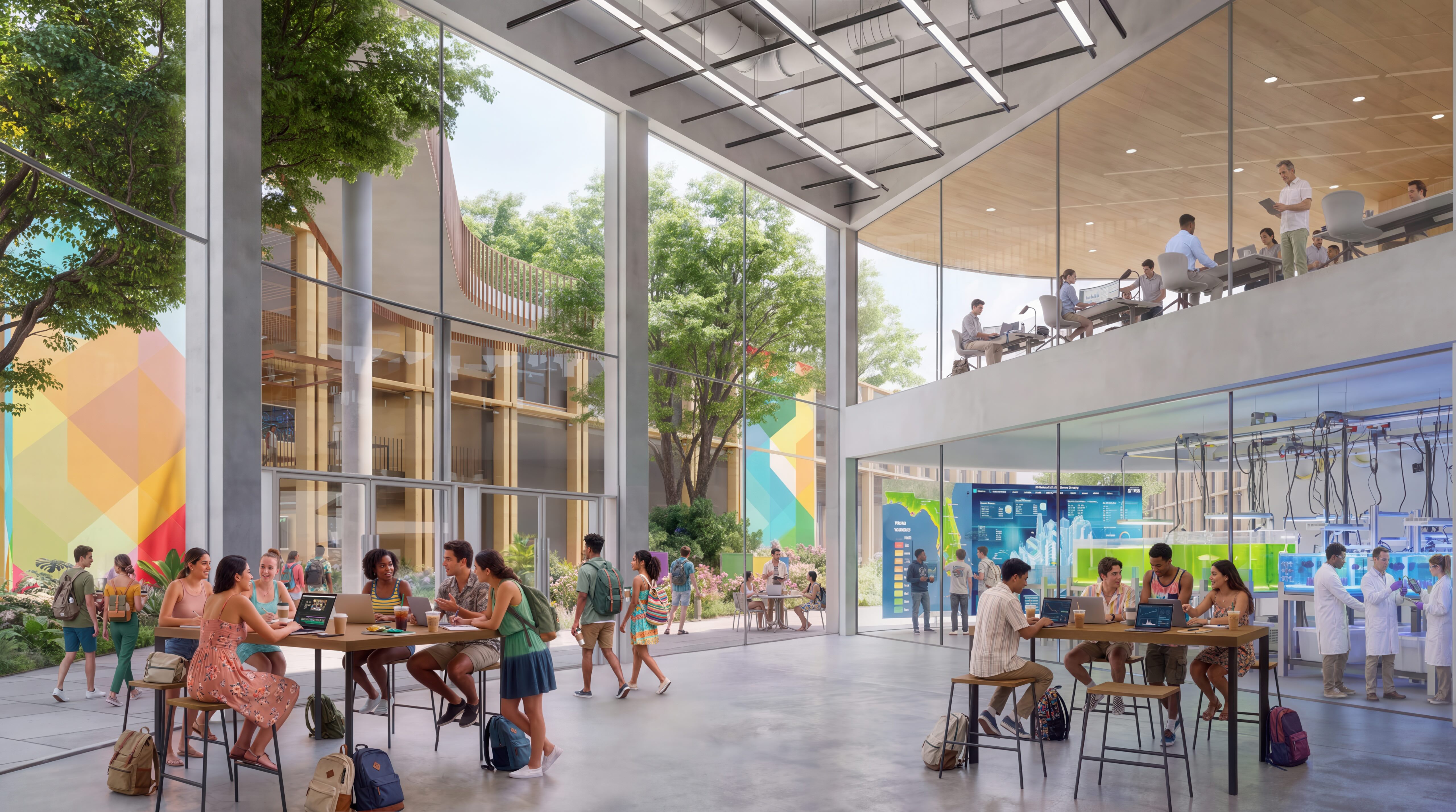 Rendering of the student commons at CMU Miami