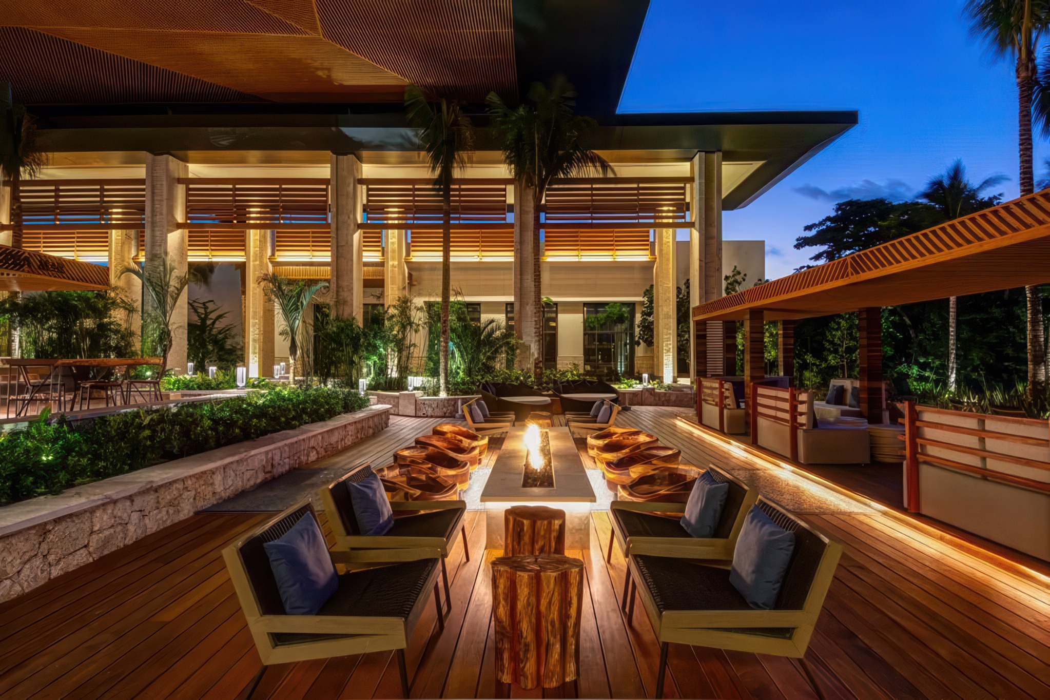image of firepit dining, courtesy of Conrad