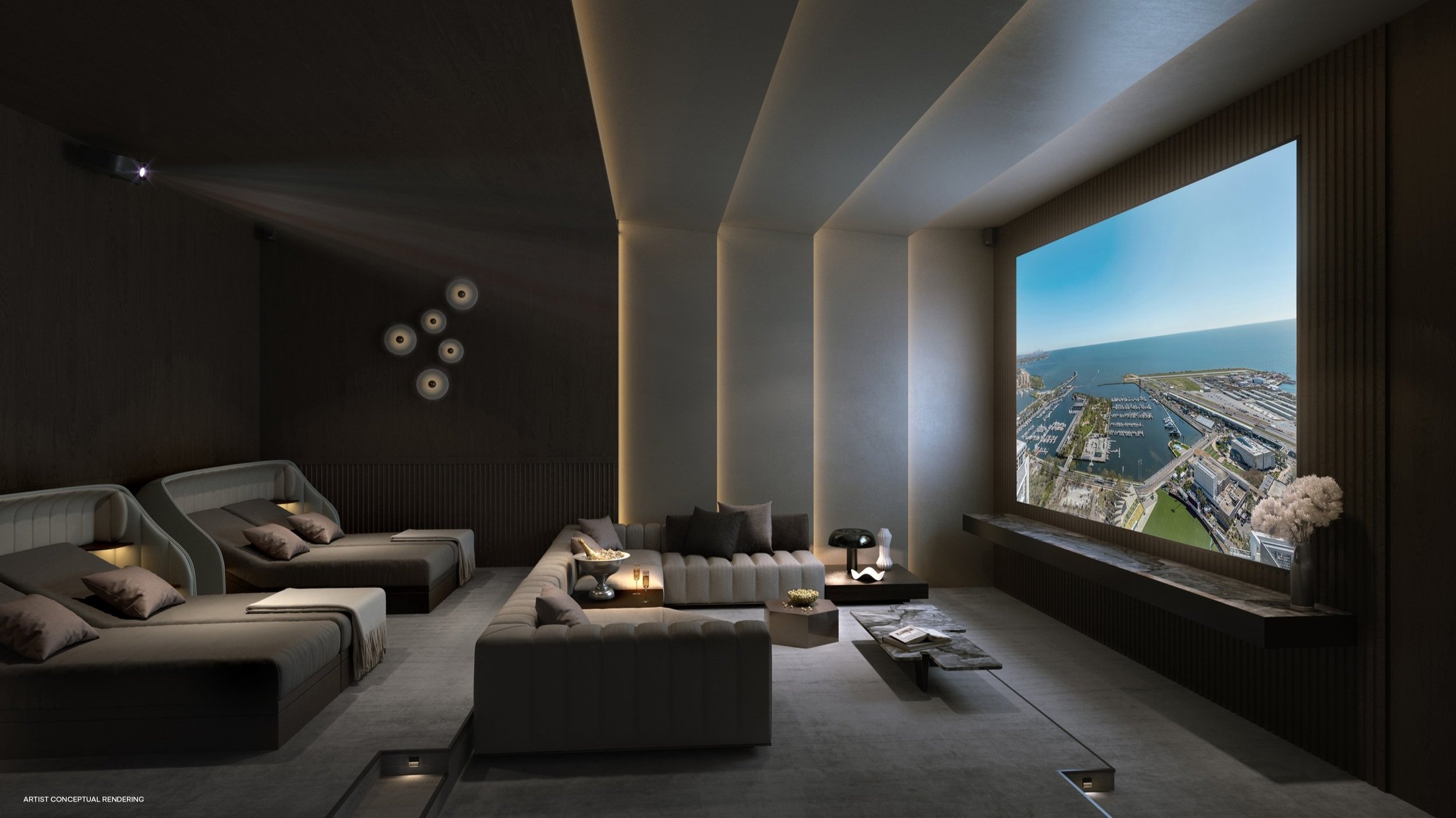 Conceptual rendering of the penthouse theater at Waldorf Astoria Residences St. Petersburg