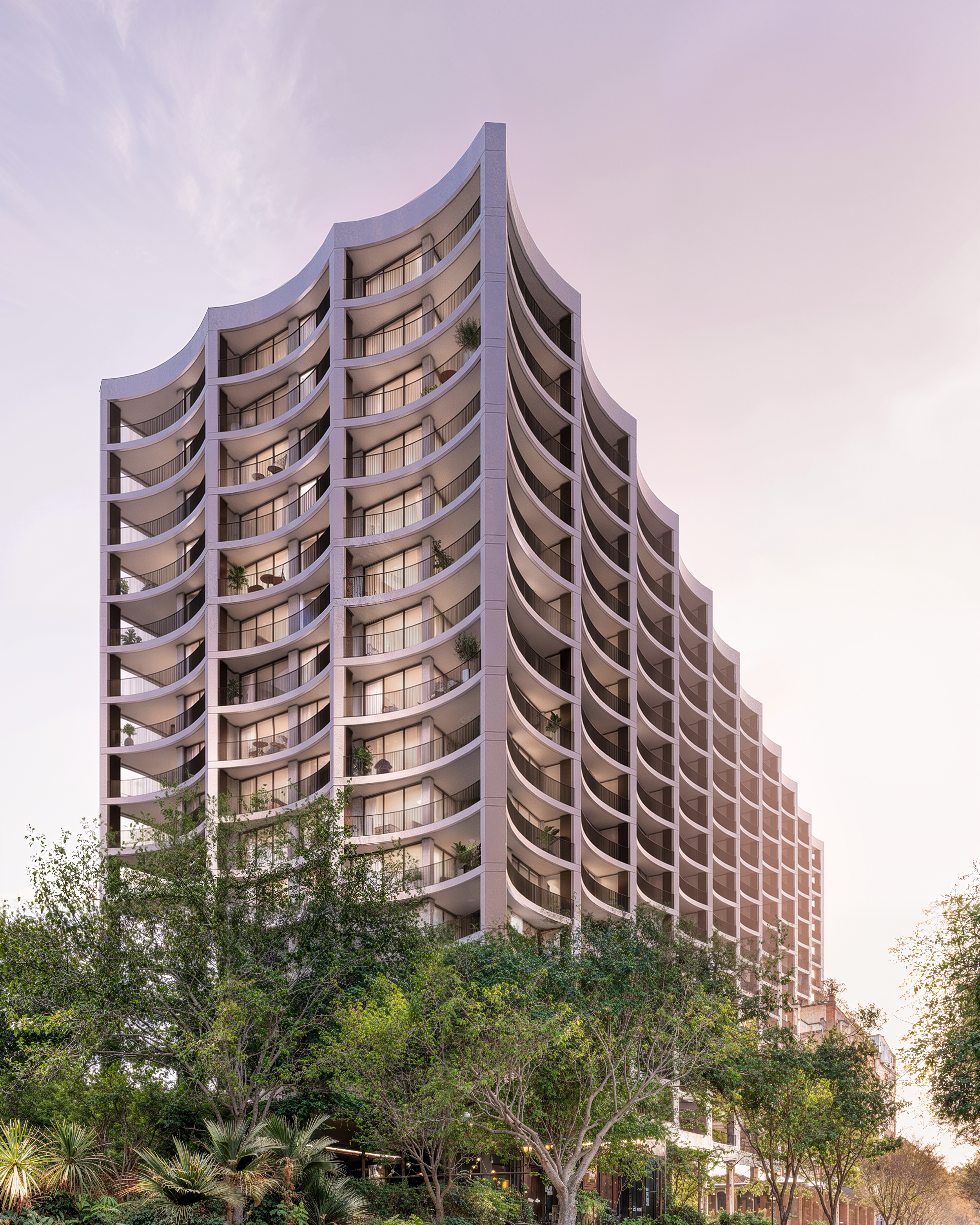 Rendering of Pine Street Residences from the northeast corner, West Palm Beach