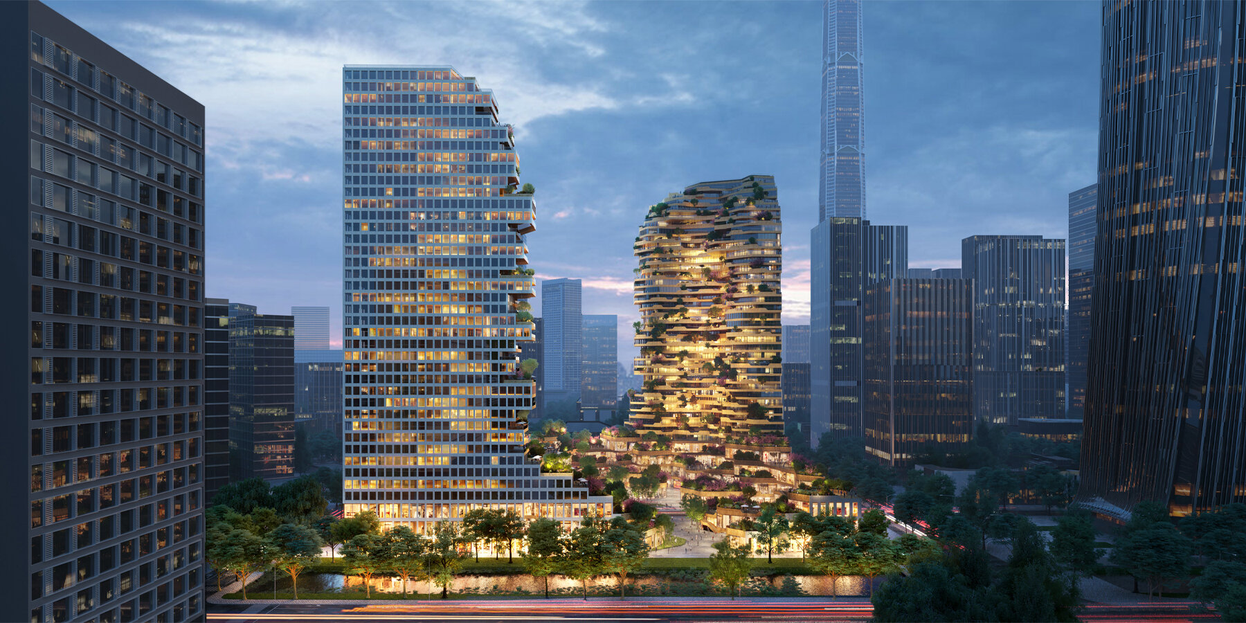 Oasis Towers — Mixed-Use in Jiangbei New Area Financial District, Nanjing