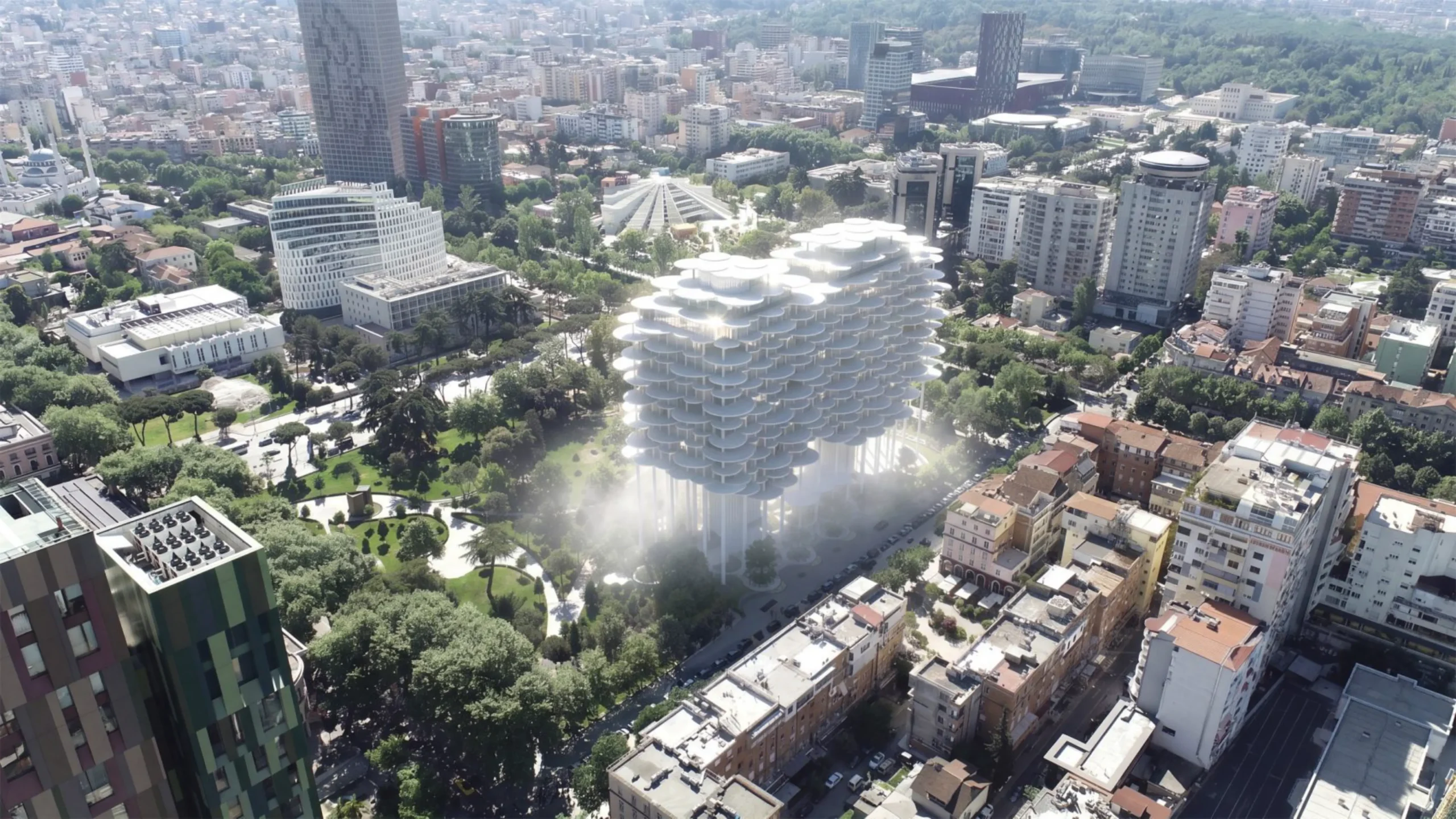 Tirana Fountain Tower — Mixed-Use in Rinia Park, Tirana