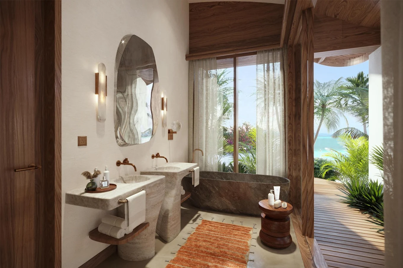 image of a suite's Bathroom, image courtesy of Miraval Red Sea