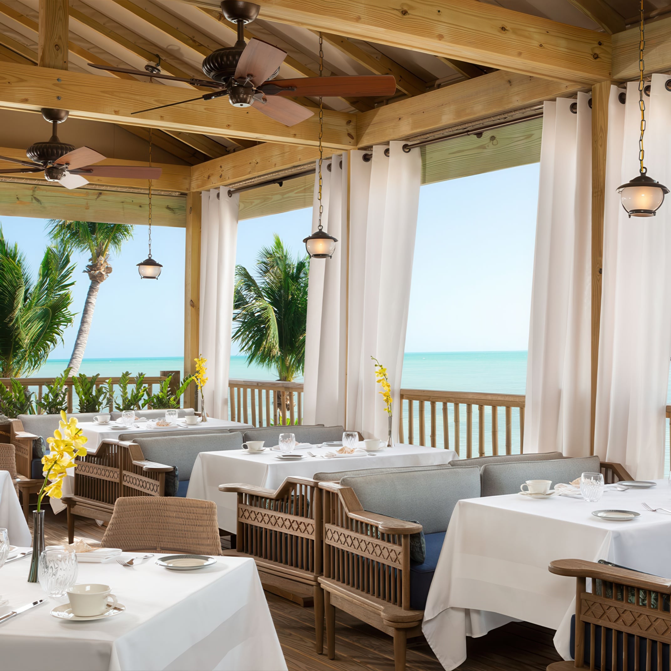 Dining space of Little Palm Island Resort & Spa in Little Torch Key, Florida awarded Three-Keys by Michelin