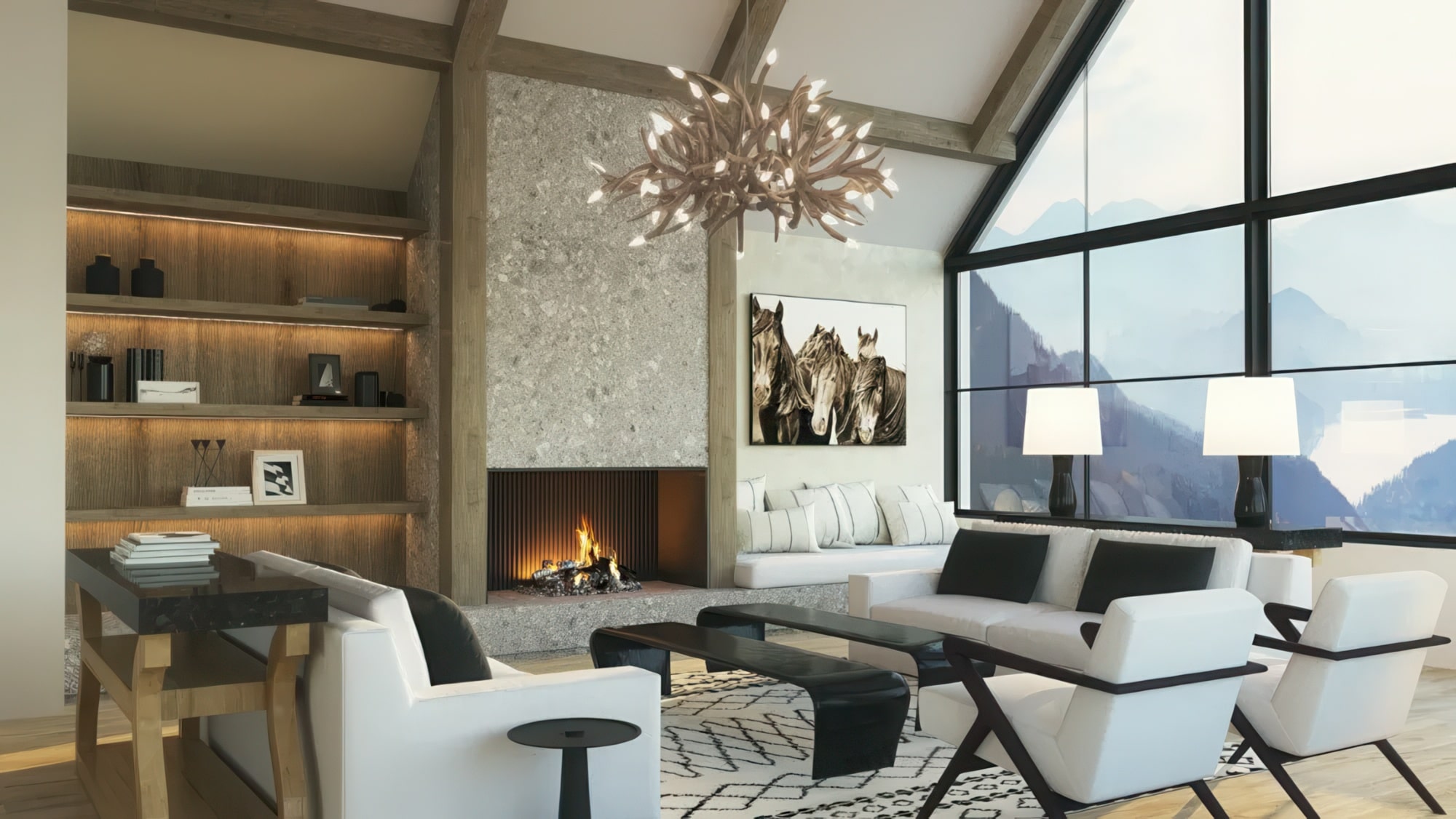 Living space of White Elephant Aspen Chalets