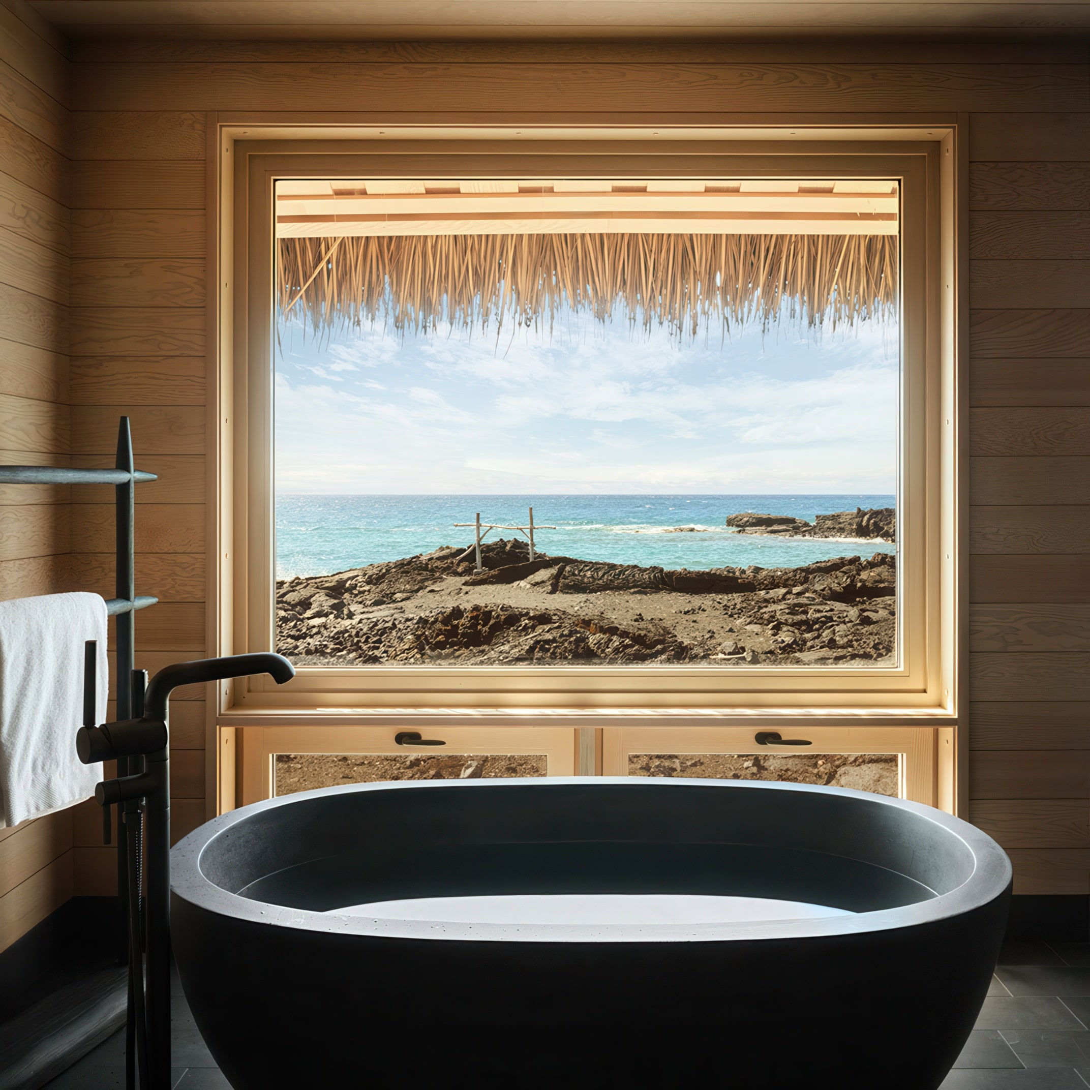 Suite Bathroom of Kona Village, A Rosewood Resort in Kailua-Kona, Hawaii awarded Three-Keys by Michelin