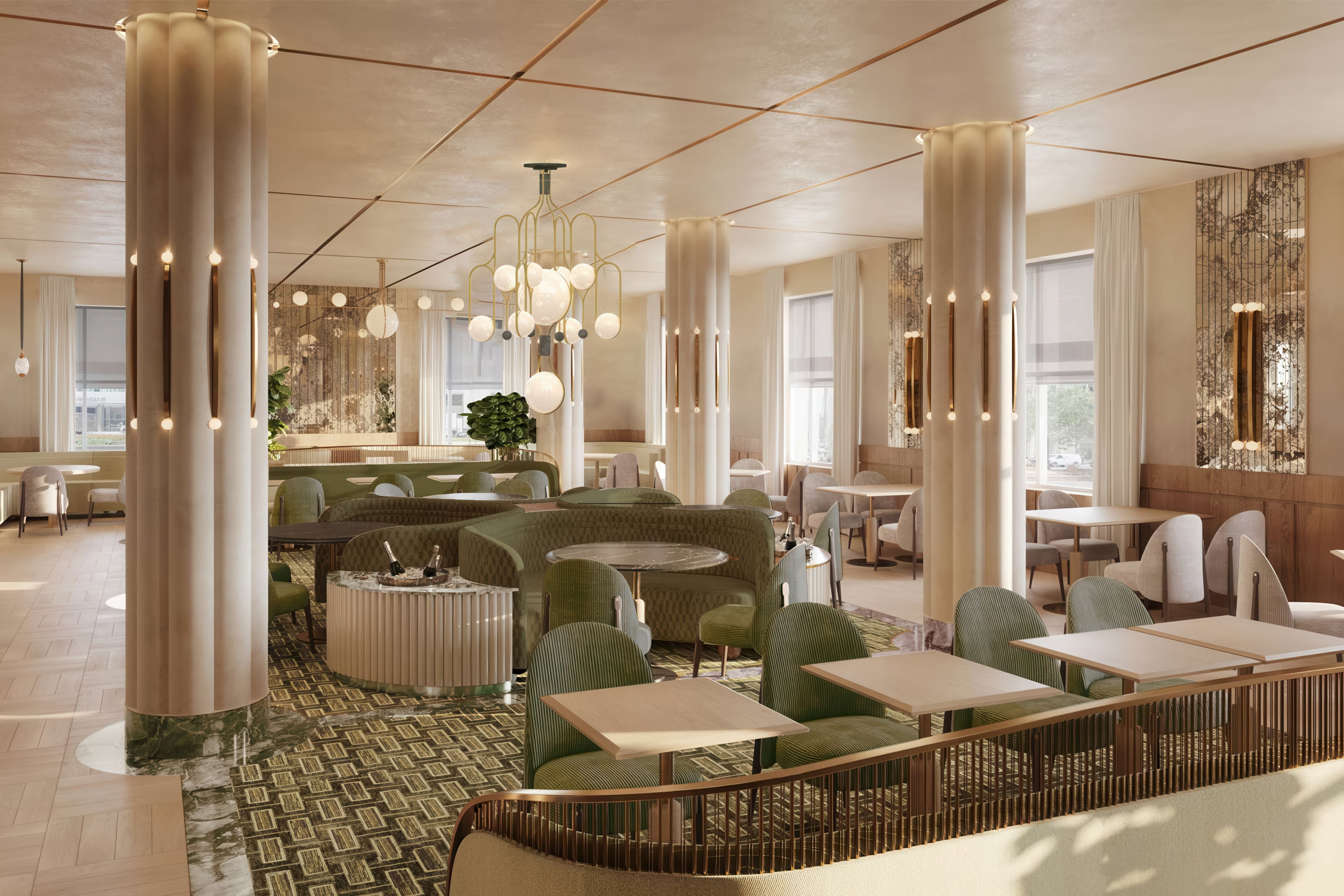 Upper level of signature restaurant Lex Yard