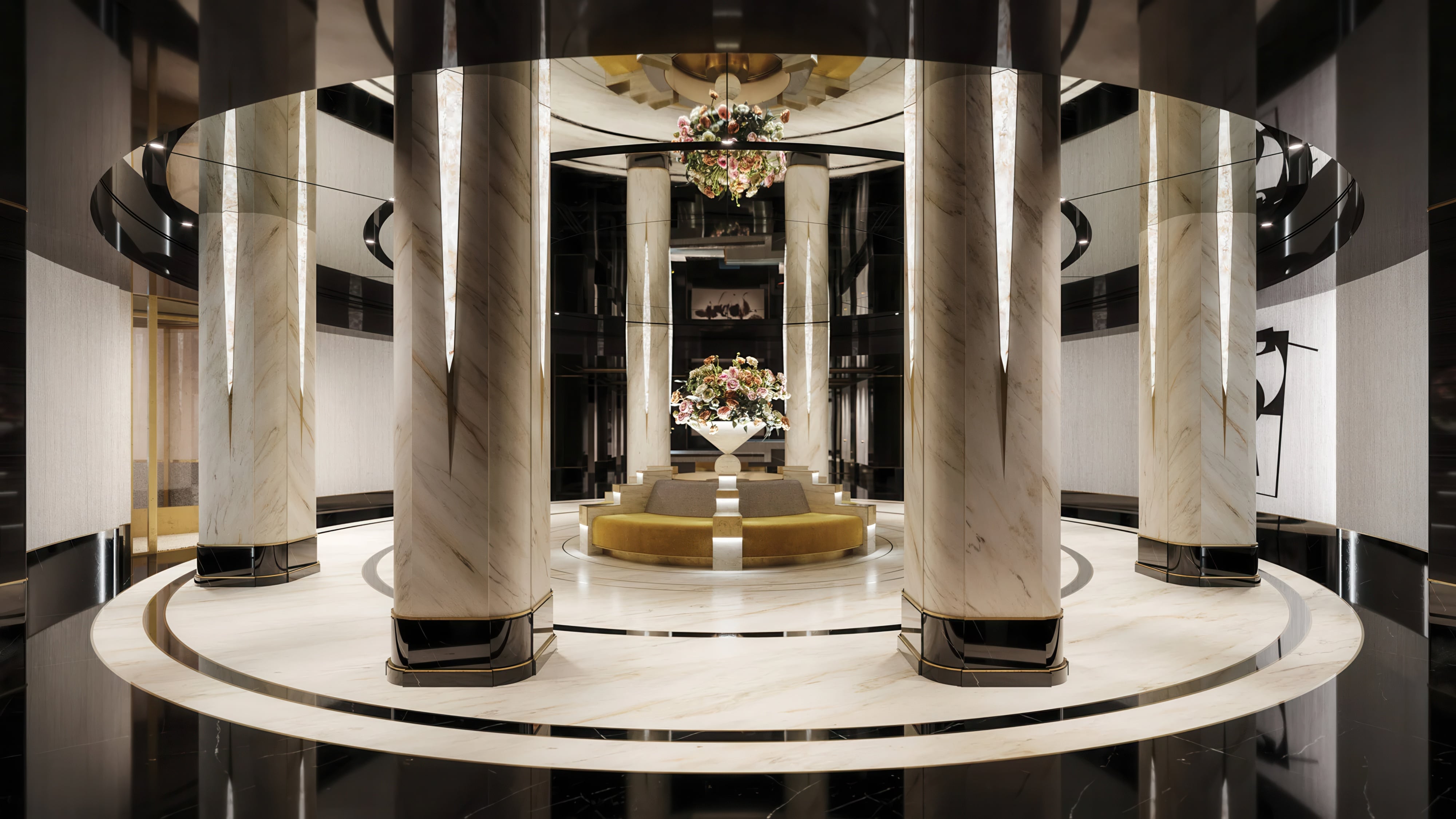 Residential lobby of Waldorf Astoria Residences New York