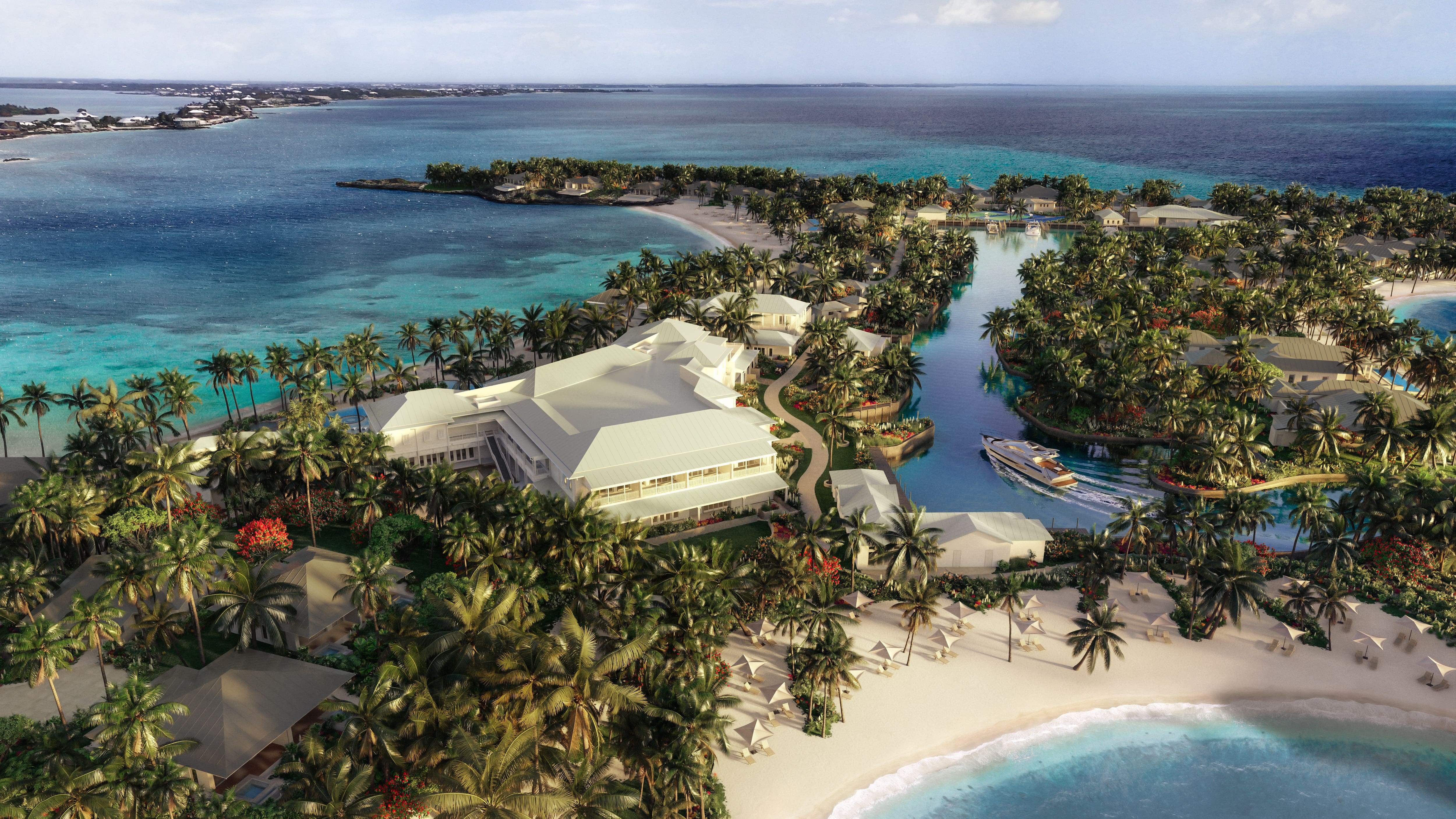 Aerial Rendering of Montage Cay Property in The Abacos, Bahamas