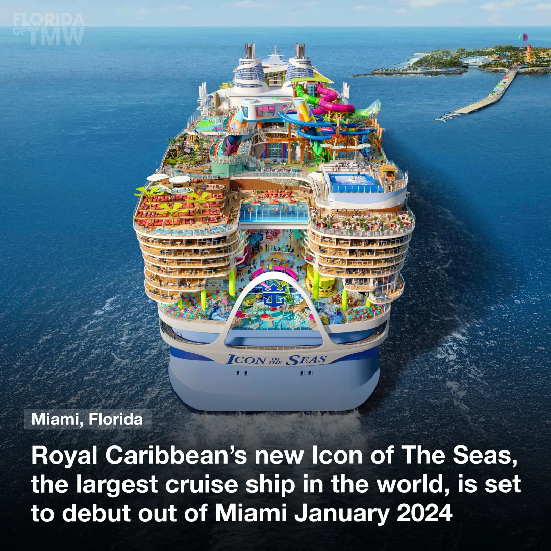 Royal Caribbean’s new Icon of The Seas, the largest cruise ship in the world, will debut in January