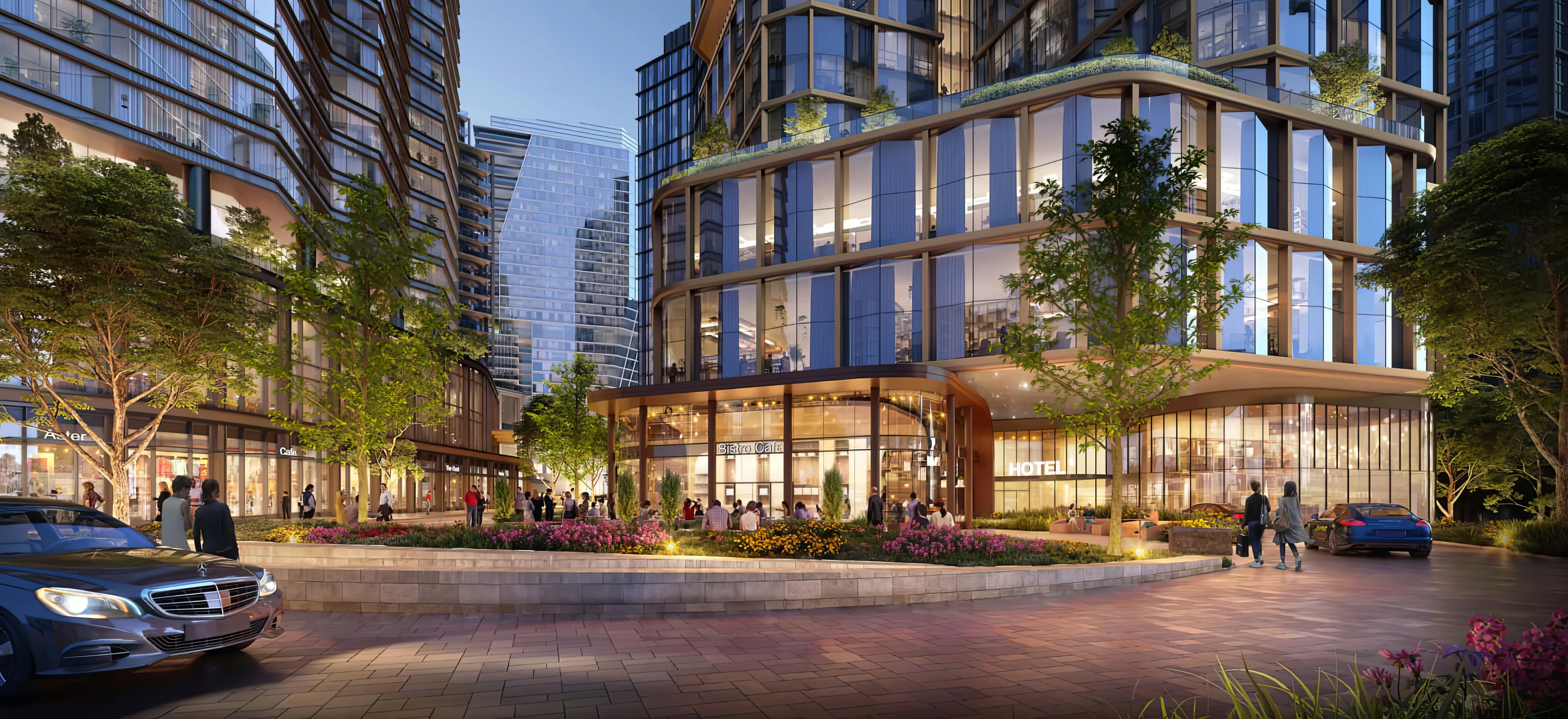 Renderings revealed for multi-tower Mid City Nashville, a new mixed-use development at the former Beaman Site, with new road connecting McGavock with Broadway