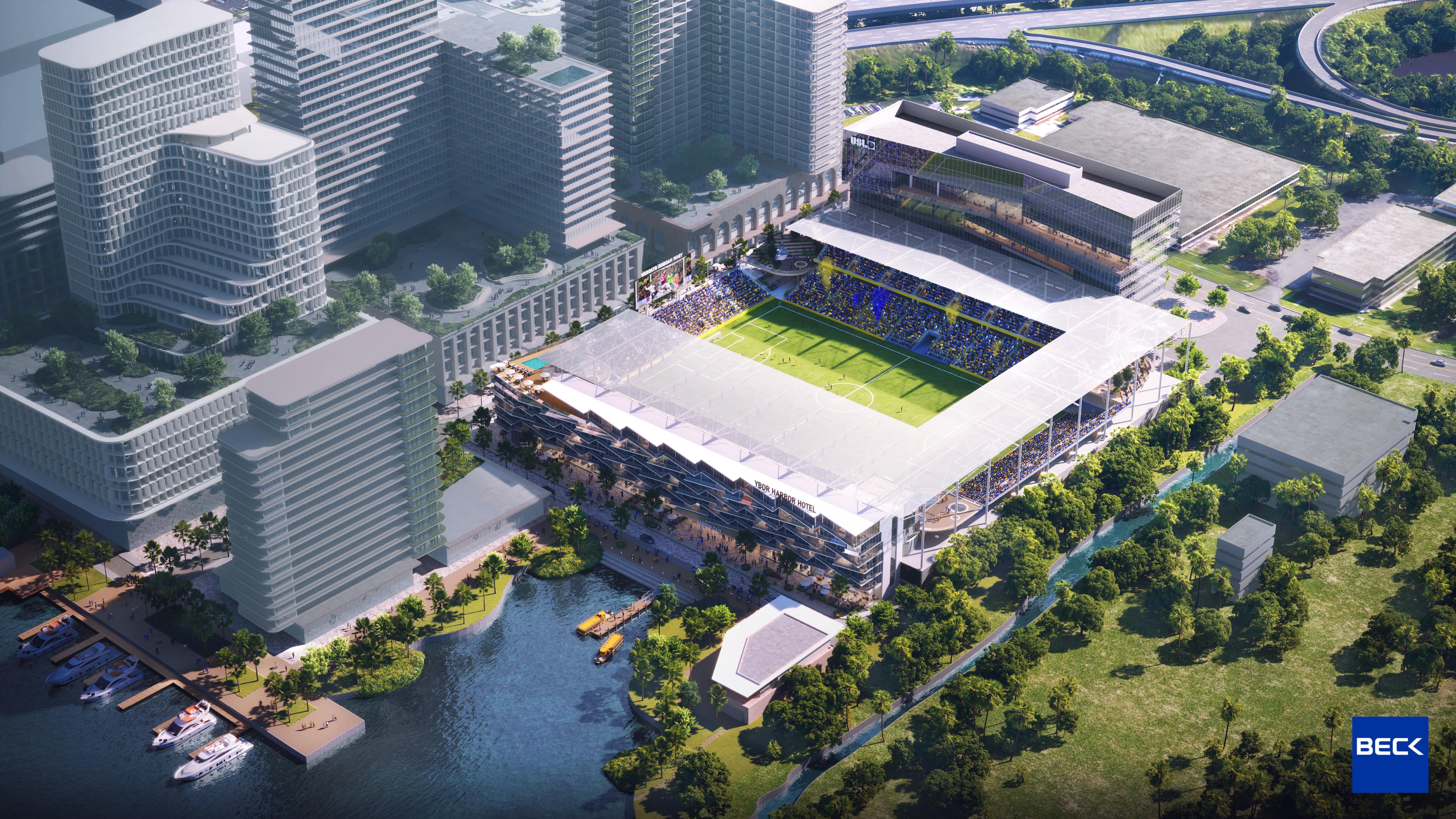 Tampa Bay Sun FC and USL unveil plans for groundbreaking waterfront stadium at Ybor Harbor