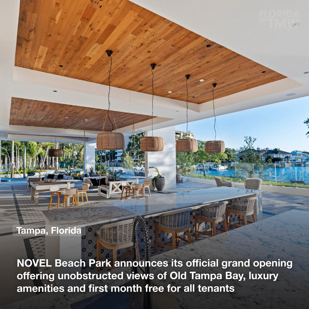NOVEL Beach Park announces its official grand opening offering unobstructed views of Old Tampa Bay, luxury amenities, and first month free for all tenants