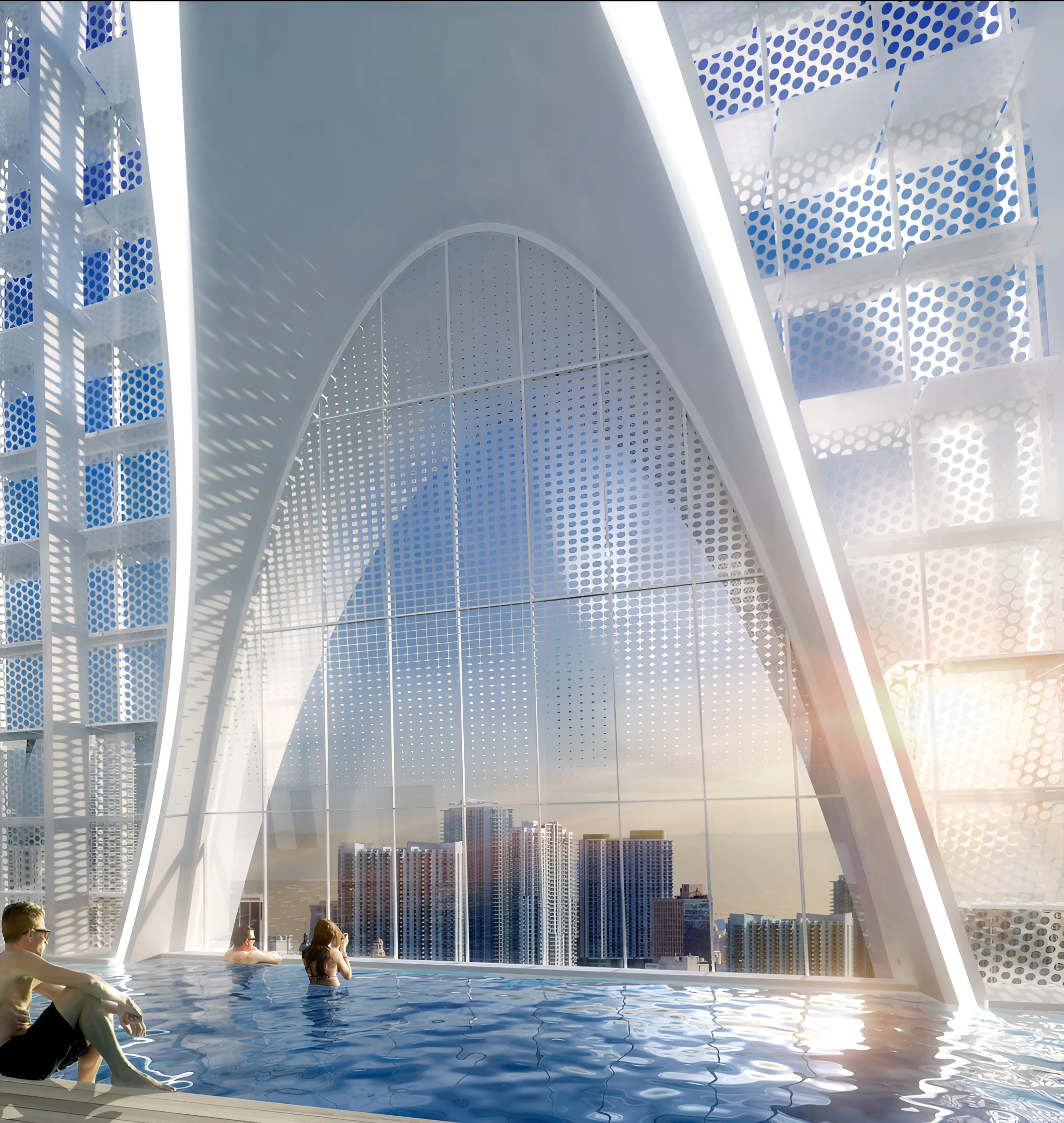 70-story Okan Tower, offering the tallest pool in the US, unveils first look at their Hilton hotel