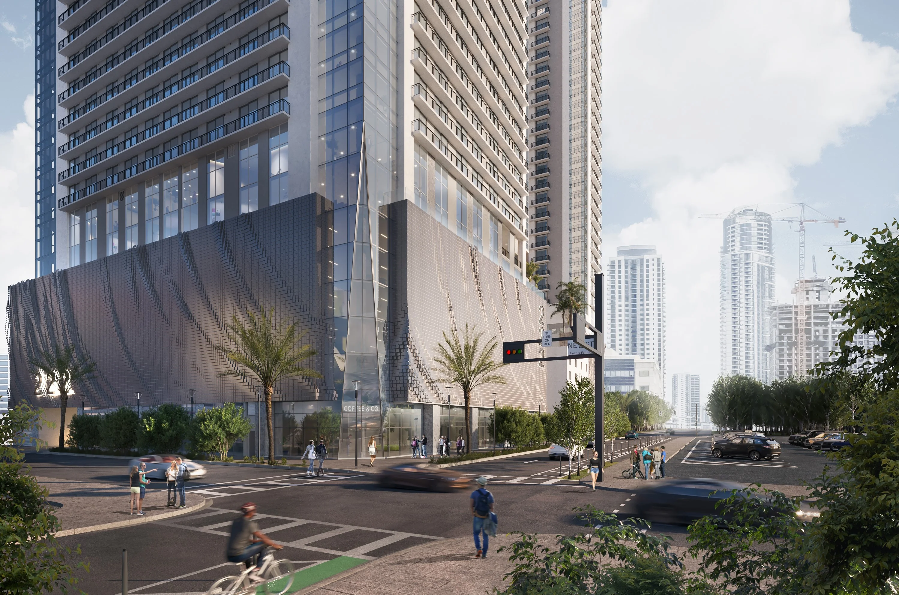 Two 43-story towers, referred to as 222 Namdar Towers, begin construction in Downtown Miami, spanning over1.3 million square feet with 1,394 residential units