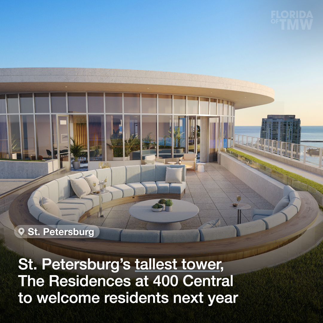 St. Petersburg’s tallest tower, The Residences at 400 Central to welcome residents within a year