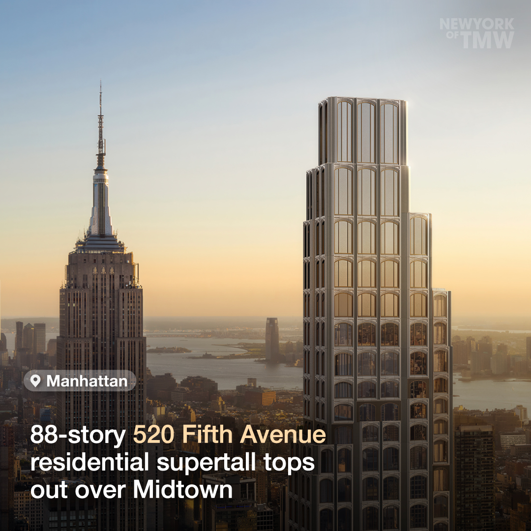 88-story 520 Fifth Avenue residential supertall tops out over Midtown