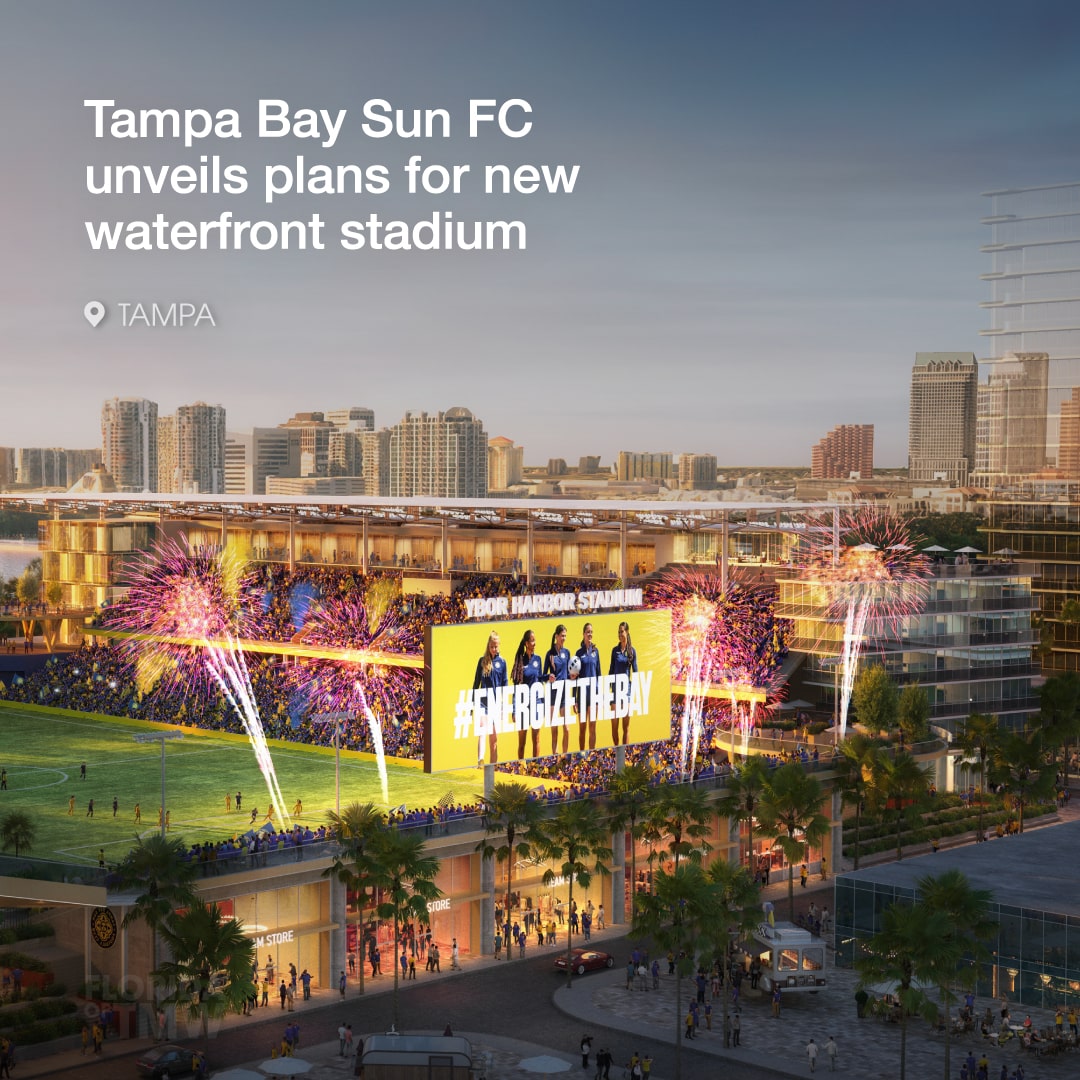 Tampa Bay Sun FC and USL unveil plans for waterfront stadium at Ybor Harbor