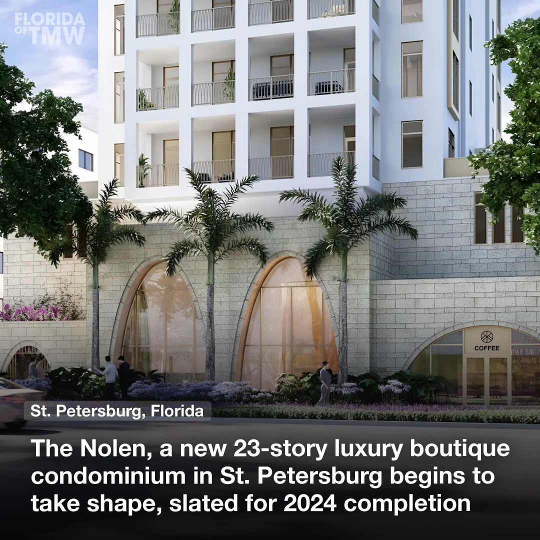 The Nolen, a new 23-story luxury boutique condominium in St. Petersburg begins to take shape
