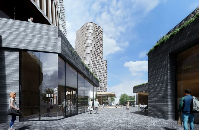 The Rutledge Hill Culinary District project under review, featuring three towers including a luxury hotel-condo, lifestyle hotel, residential tower, and retail village