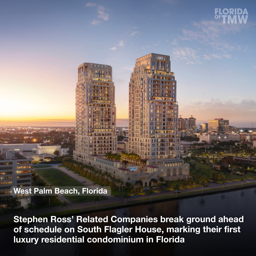 The Related Cos. break ground on South Flagler House, a pair of 28-story towers offering 108 homes, marking their first luxury condominium in South Florida