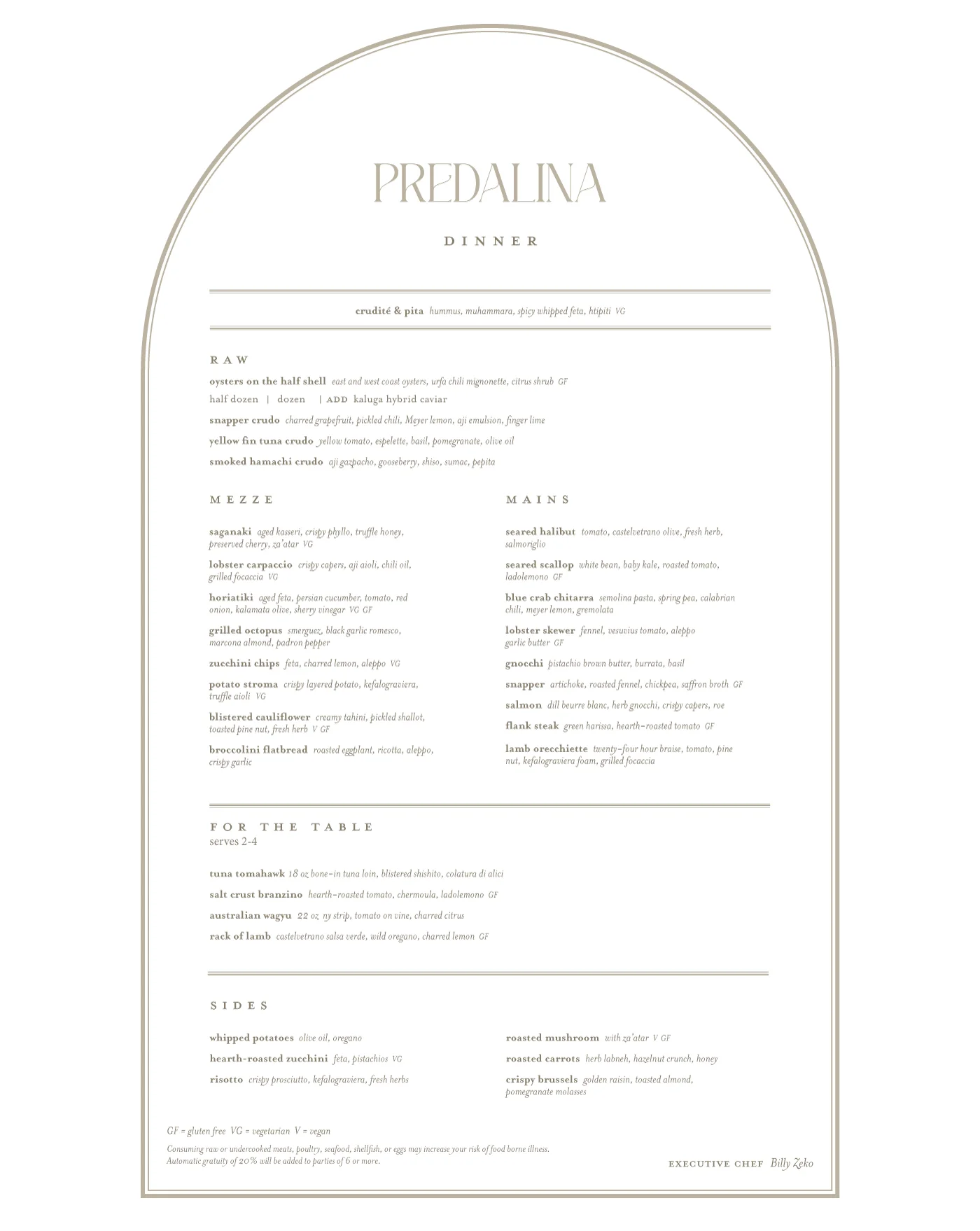 Predalina, an upscale Mediterranean restaurant and recent addition to the Michelin Guide, launches their new dinner menu, crafted by Executive Chef Billy Zeko