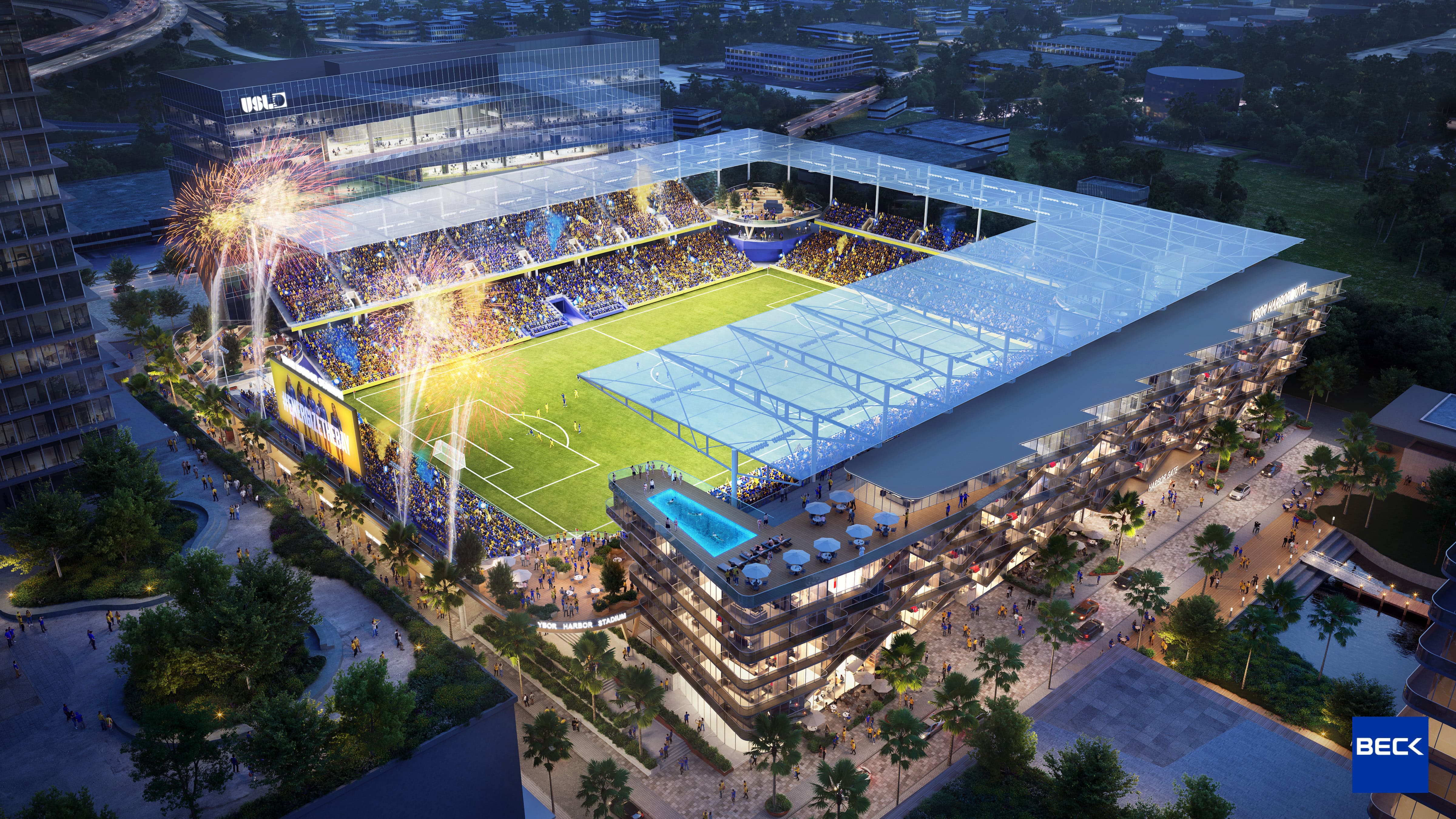 Tampa Bay Sun FC and USL unveil plans for groundbreaking waterfront stadium at Ybor Harbor